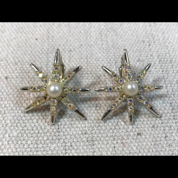 SIGNED Emmons Sunburst Brooch & Earrings Set - Picture 5 of 8